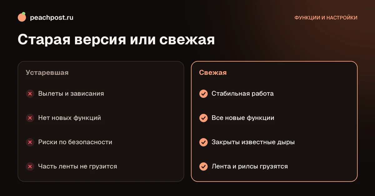 Как обновить Instagram до последней версии: устаревшая и свежая