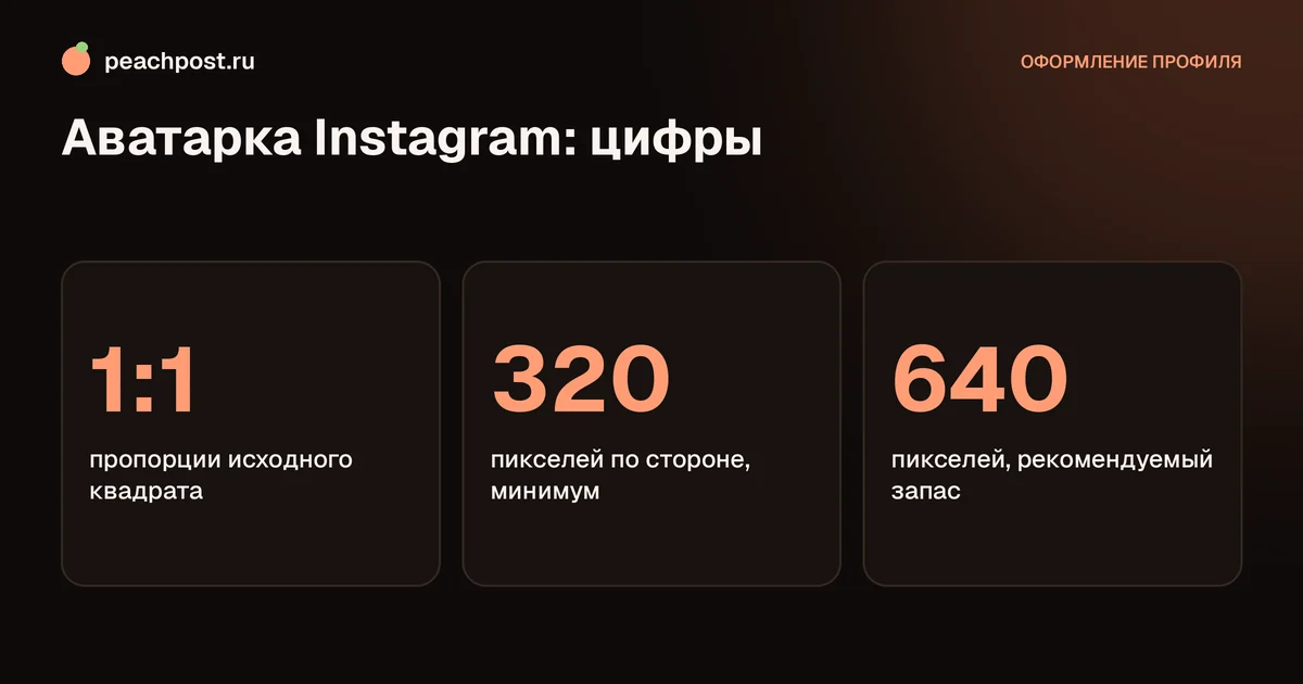 Размер аватарки в Instagram: пропорции 1:1 и разрешение 320 и 640 пикселей