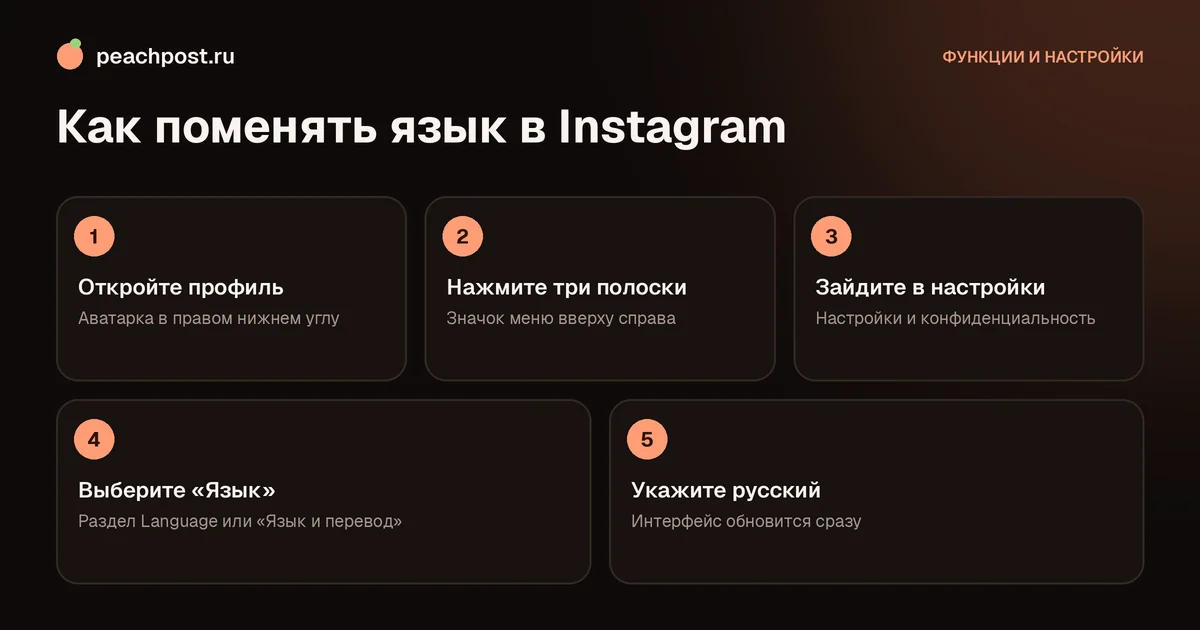 Как поменять язык в Instagram на русский: пять шагов в настройках приложения